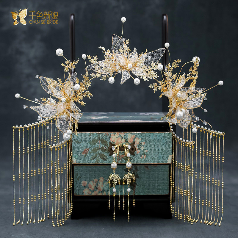 Bride Xiuhe Headjewelry New Chinese Fenghong wedding antique Xiu Lungfeng Atmospheric Ancient Accessories Jiaman