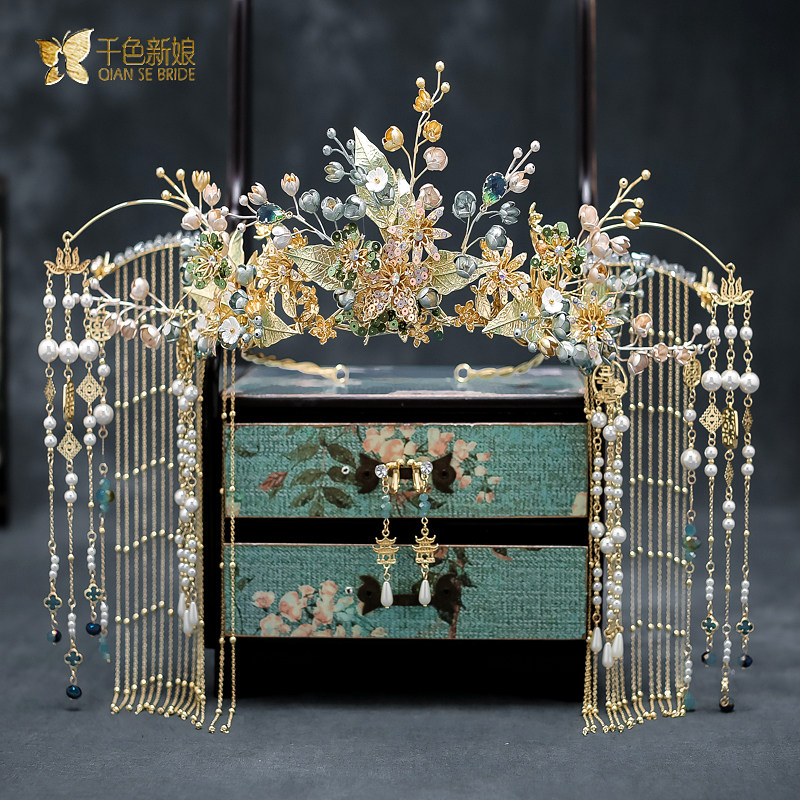 Bride headdress Chinese fengcheng wedding ancient hair kit 2022 new Xiuhe Hang clothing Longfeng accessories Zimbag