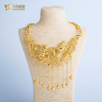 Thousand colors 2021 new products Bridal costume accessories Xiuhe clothing Wedding jewelry Dragon and phoenix coat Gold necklace Dragon and Phoenix