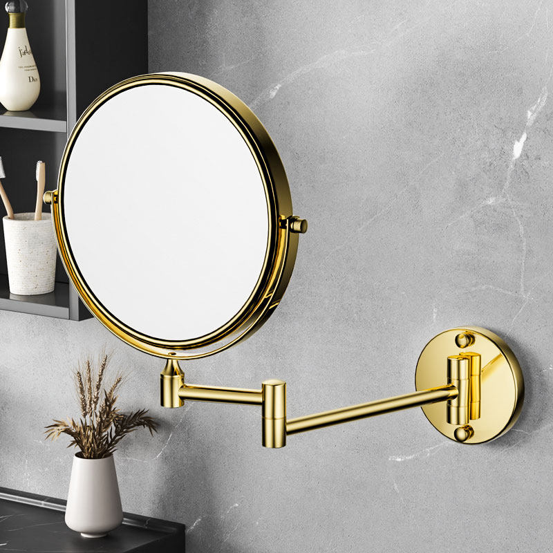 Free Punch Cosmetic Mirror Bathroom Wall-mounted Telescopic Beauty Mirror Toilet Hotel Double Sided Fold Magnifier Subtoilet-Taobao