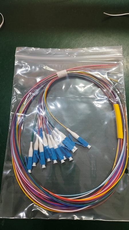 12-Core Bundled Lc Pigtail Single-Mode Telecom-Grade Small Square Head Bundled Pigtail, Length 1.05m