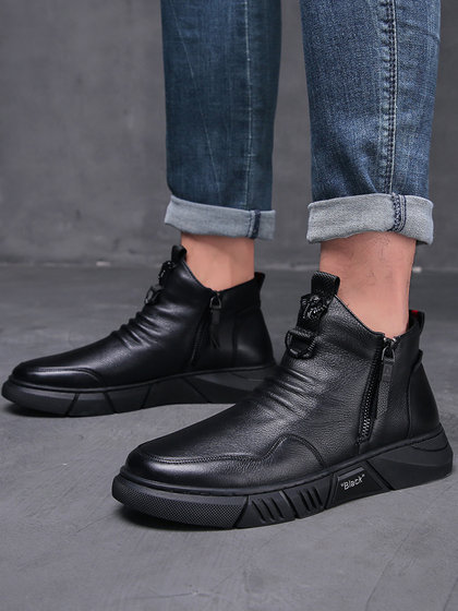 澳伦马丁靴男2024秋冬季加绒新款英伦风高帮男鞋真皮皮靴潮流靴子