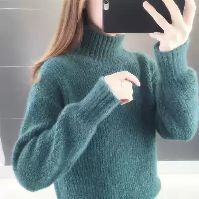 2021 new autumn and winter loose coat high collar lazy wind Net red chenille base sweater women pullover