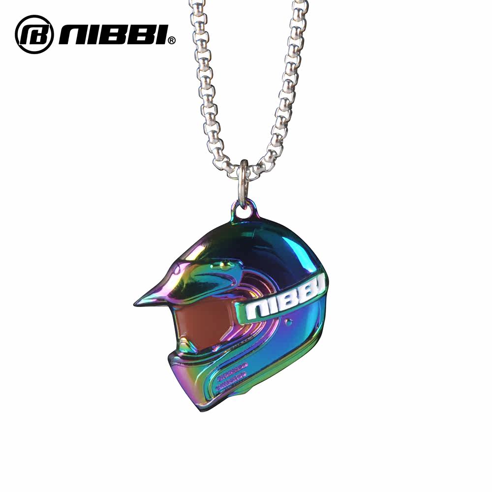 Nibi safety helmet necklace male and female pendant locomotive key buckle pendant super cool couple 100 matching decorated personality retro