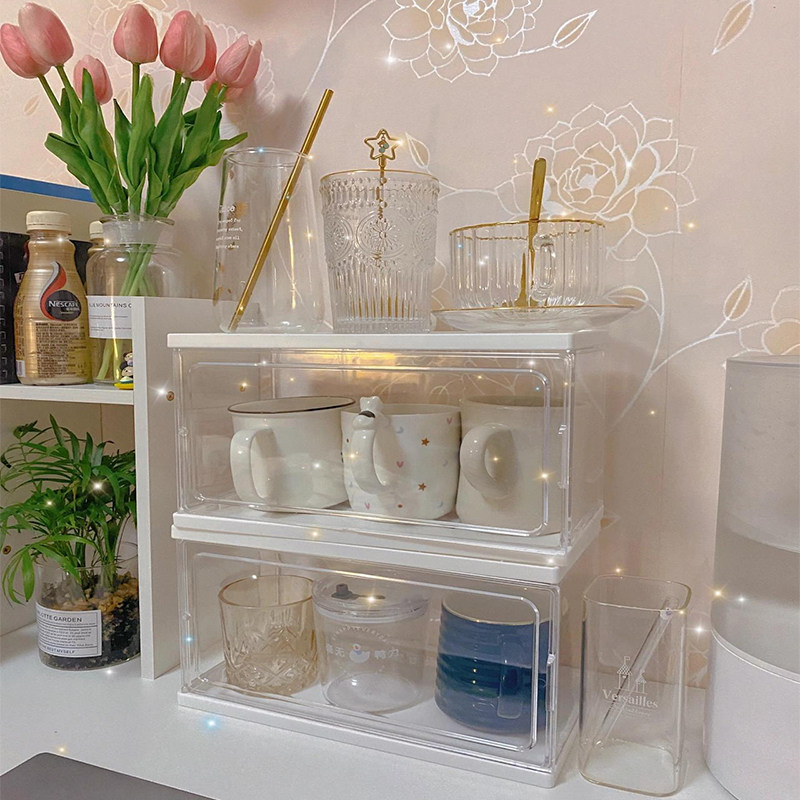 Cup Shelf Tabletop Glass Tea Cup Coffee Cup Mark Cup Rack Water Cup Rack Home Dust-Proof Containing Box God