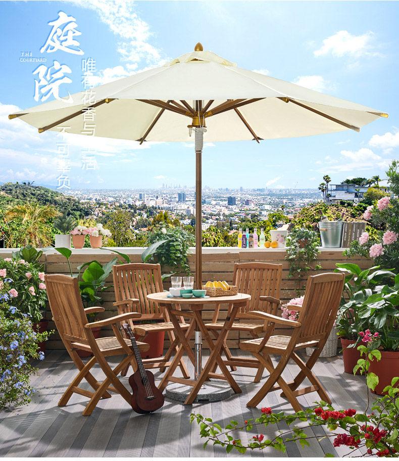 Jingou Outdoor-Garden Garden обтягивает пластийс-пляж складывание большого фарфорового стола с зонтиком и стул-tmall_01.jpg