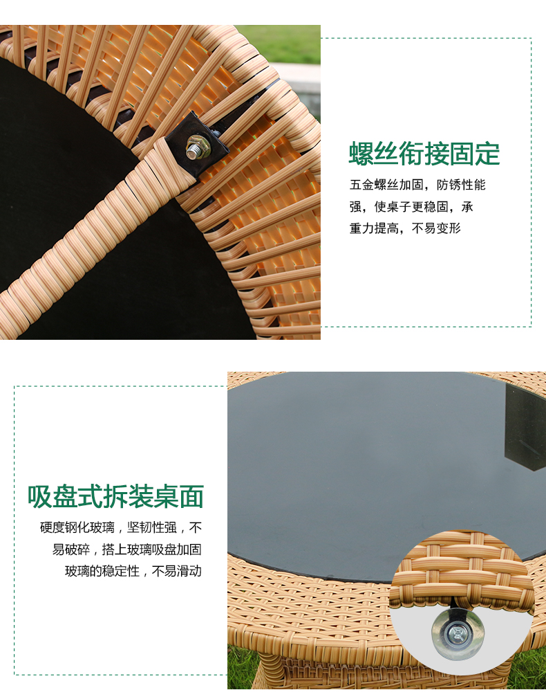 Jingou vườn ngoài trời ban công mây ghế bàn và ghế ba mảnh ngoài trời mây nội thất kết hợp ghế phong cách châu Âu - Bàn ghế ngoài trời / sân bàn ghế sân thượng
