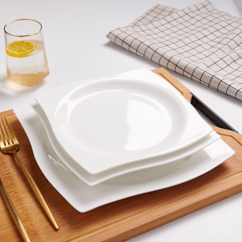 Yingchen Da pure white bone porcelain plate Home Ceramic Tableware Special plate Western dining tray Cool Vegetable Dish Shallow Dish Soup Dish