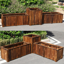 Outdoor anticorrosive wood flower box courtyard rectangular vegetable flower trough balcony extra large solid wood flowerpot planting tree box