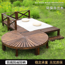 Outdoor anticorrosive wood floor balcony terrace self-paving outdoor patio solid wood platform tatami ground paving renovation