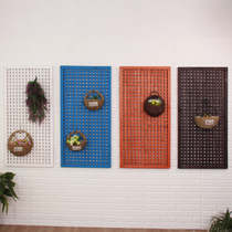 Anti-corrosive solid wood balcony wall hanging decoration wall hanging plant climbing rattan wall hanging wall grid partition flower shelf