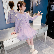 Girls autumn suit 2022 new childrens foreign style dress skirt big boy girl spring and autumn Korean version of the net red