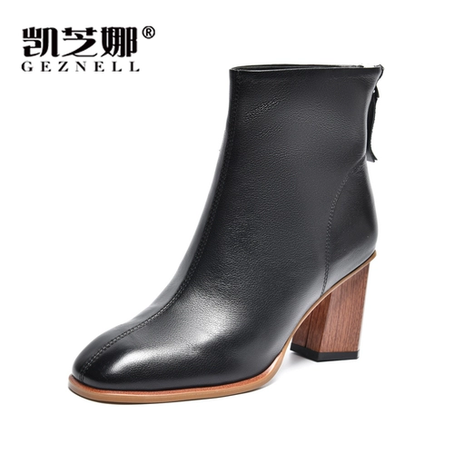 Высокие короткие сапоги, демисезонные кожаные туфли, коллекция 2023, из натуральной кожи, осенние