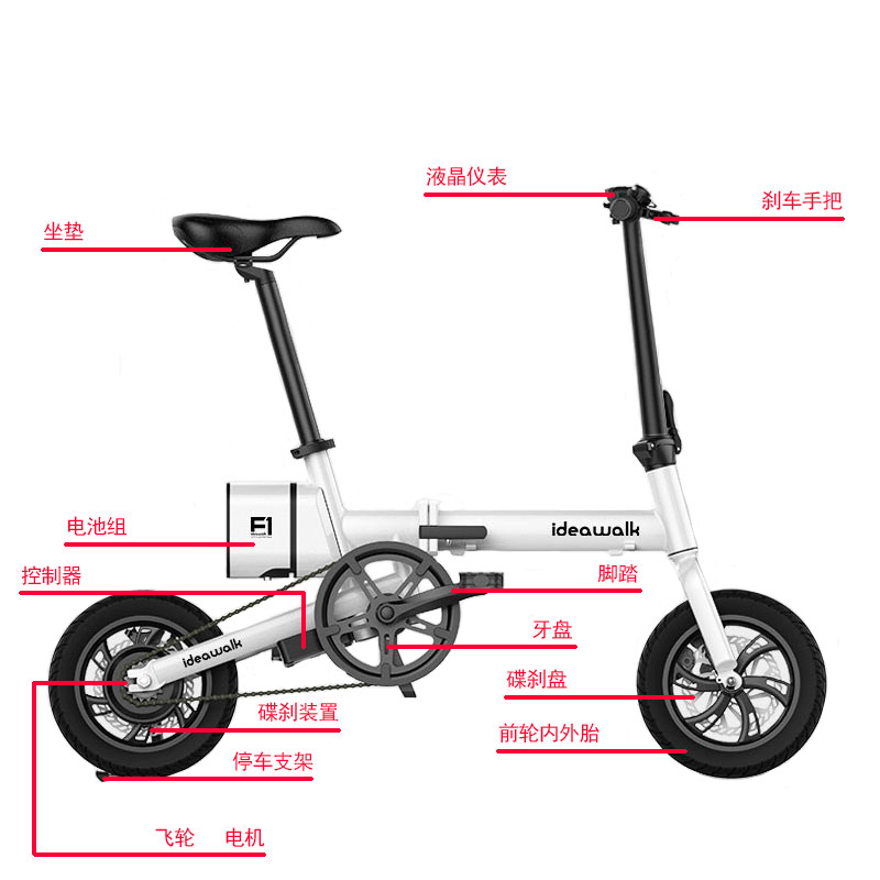 ideawalkF1 folding electric car lithium battery charger inner tire outer tire disc brake fender battery accessories