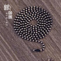 Silver Password Cody Sanderson No Gap s925 Silver Round Pearl Necklace Made Black Make Old Retro Color Buddha Bead Chain