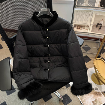 New autumn and winter small fragrance style velvet stand collar fur cuffs to make you look slim and short cotton jacket for women New autumn and winter small fragrance style velvet stand collar fur cuffs to make you look slim and short cotton jacket for women