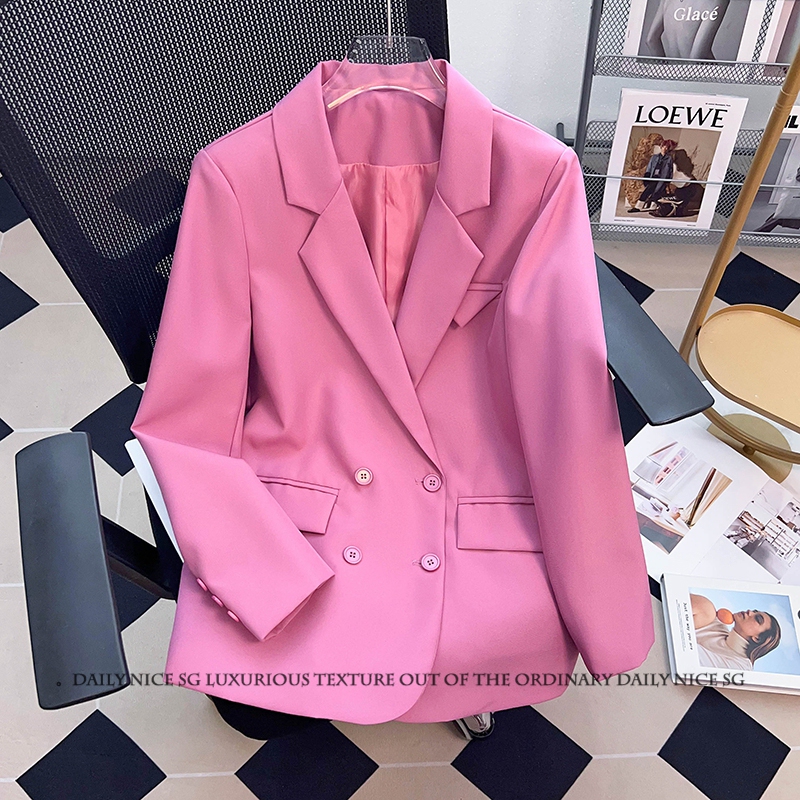 2026 Spring and Autumn New Style Versatile Double-Breasted Slim Fit Mid-Length Blazer for Women