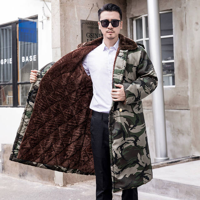 Army green cotton coat men's winter thickened Northeast labor security cotton clothing cold-proof work clothes lengthened cold storage cotton-padded jacket jacket