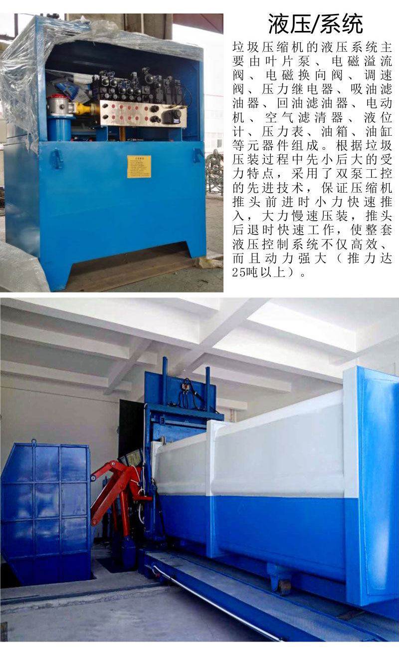 斜压式垃圾转运站压缩机集装箱垃圾站转运站一体两箱垃圾中转设备