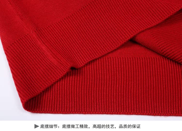 Áo len cashmere trung niên nam dày gà cổ áo len ấm áp V-cổ nam áo len cha lớn màu đỏ năm sinh áo thun tay dài nam