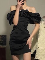 2022 summer new pure desire style sexy one-shoulder dress female French light luxury temperament evening dress skirt