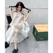 2022 summer new French romantic jacquard suspender dress high-level sense of temperament slim fluffy fairy skirt