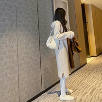 2021 New small balsamery with long style fit inside a large coat of undercoat white knit dress with white knit dress for autumn and winter