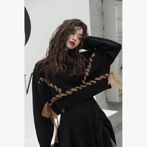 2022 Spring new port Wind retro Temperament Twist Sweater Irregular Mesh Veil Half Body Dress Two Suit Women