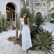 White Harnesses One-piece Dress 2022 Spring Summer New Port Wind Retro Design Sensation Small Crowns Cashew Slim Dresses Dress