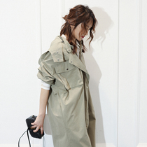 Depending on the shape of the color Spring and Autumn Korean version of the new detachable hooded windbreaker ladies loose long casual tooling jacket