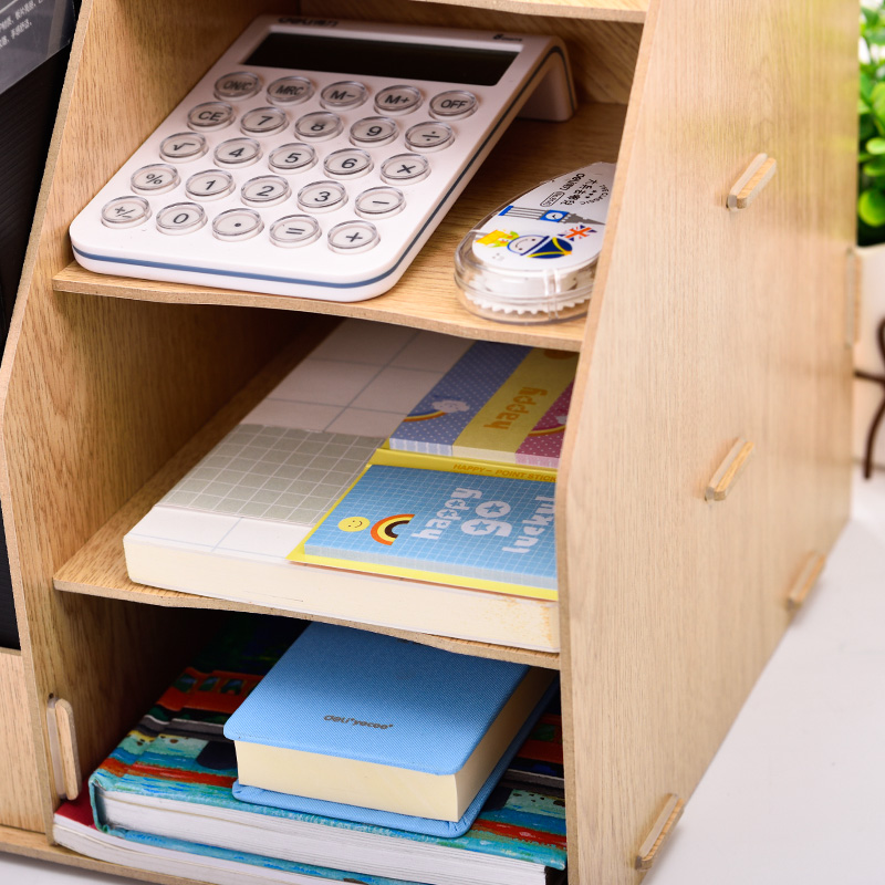 Powerful Desktop Wooden File Rack File Shelf Bookshelf Simple Diy