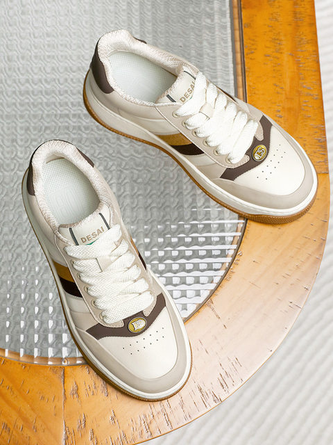 Desai Spring and Summer Casual Sneakers for Men, Color-Blocked, Retro, Shock-Absorbing, Genuine Leather, Breathable, Versatile, Trendy Jogging Shoes, Sports Shoes for Men