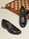Desai Brogue Carved Leather Shoes Men's Genuine Leather Formal Business Handmade Men's Shoes British Style Increased Casual Derby Shoes