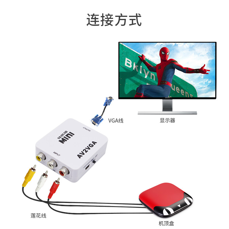 AV to HDMI Converter dvd Dance Mat Xiaobawang Old Game Console Analog Video Adapter AV to HD RCA Analog to HDMI Three-color Line to HD 1080P