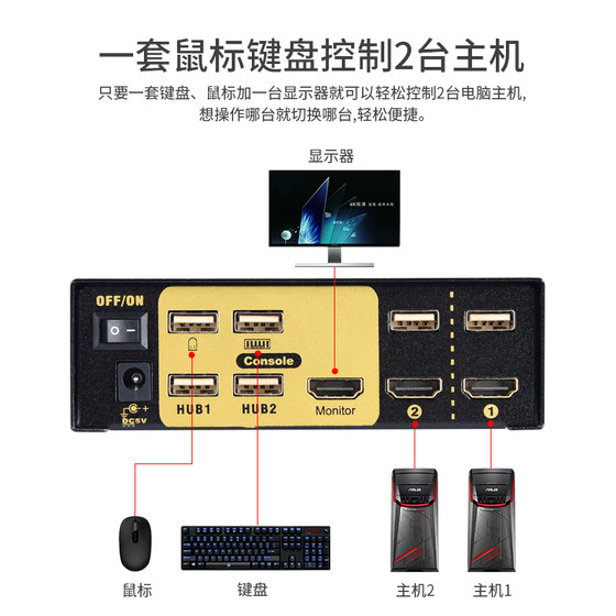 원격 제어 기능이 있는 HDMI 스위처 2포트 kvm 스위치 컴퓨터 노트북 2 in 1 out USB 키보드 및 마우스 모니터 세트 공유