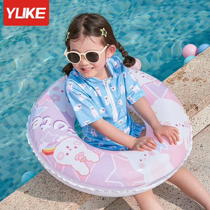 Children adult thick doughnut anti-rollover swimming ring cute cartoon children beginner auxiliary swimming equipment