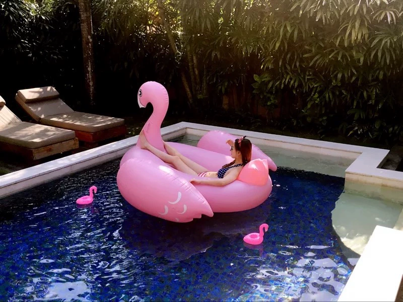 Người lớn nổi giường flamingo thiên nga nước bơm hơi gắn hàng nổi kỳ lân bơi vòng