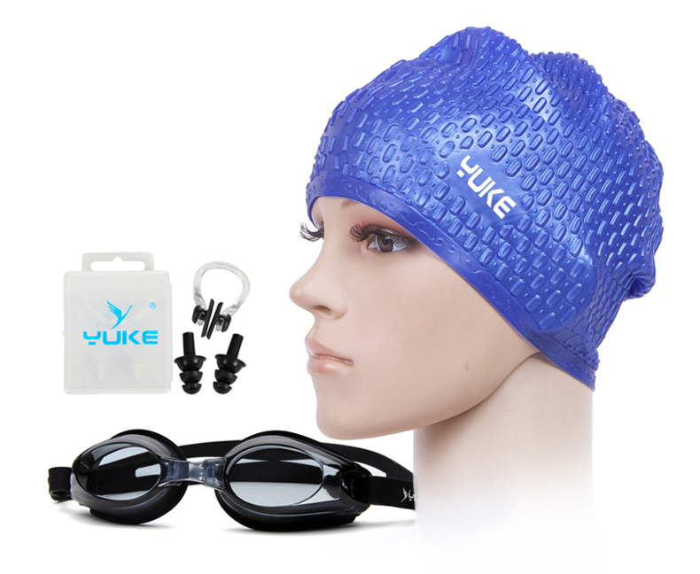 [Gói giảm giá 1 + 1] nam và nữ silicone thả mũ tai bơi mũ không thấm nước tóc dài + kính chống sương mù 	mũ bơi nike	