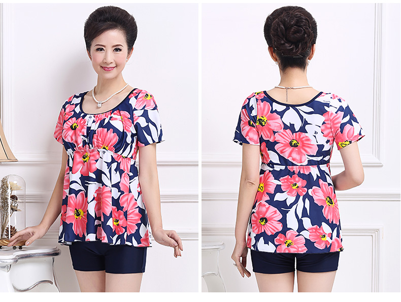 Áo tắm nữ bảo thủ chia mẹ trung niên tuổi bụng bao phủ mỏng kích thước lớn chất béo MM hot nữ mùa xuân áo tắm đồ bơi 	đồ bơi nữ 2 mảnh	