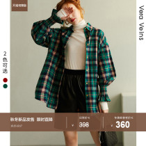 bf wind design sense plaid shirt 2021 autumn new female little man wooden ear loose long sleeve shirt female