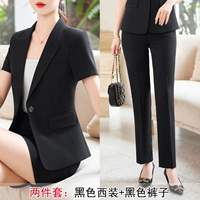 Yiren8912 Тонкий короткий короткий черный костюм+CK6001 Тонкие черные брюки