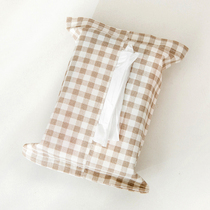 Simple Kachi plaid fabric tissue towel bag drawing carton living room toilet car hanging type