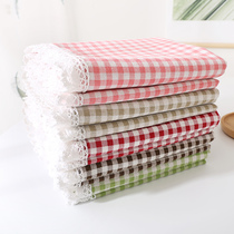 Hipster ins Pink Plaid Cotton Tablecloth Dining Table Tea Mat Book Desk Cover Cloth Kindergarten Classroom Simple