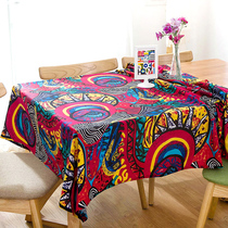 Exotic National Wind Table Cloth Cotton Linen Mediterranean Red Cloth Art Hotel Restaurant Table Cloth Tea Table Lid Cloth Towels Home