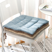 Simple Nordic solid color cotton linen cushion table seat cushion four seasons Office students thin breathable car seat cushion