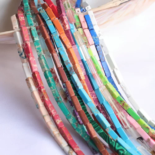 Прямоугольные бирюзовые бусины из нефрита ручной работы, аксессуар, аксессуары, 4×13мм, DIY