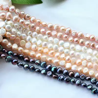 Natural pearls 8-9mm flat round pearl jewelry diy supplies diy hairpin accessories handmade beads