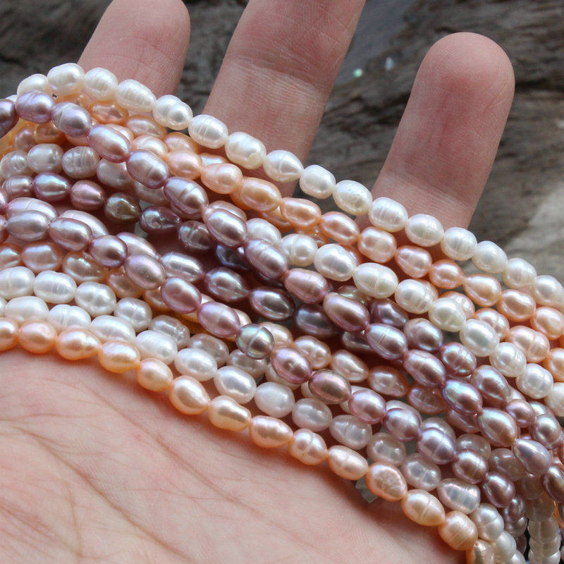 z-luster natural pearl 4 5-5mm rice bead shaped bulk bead string ornament DIY accessories hand made material