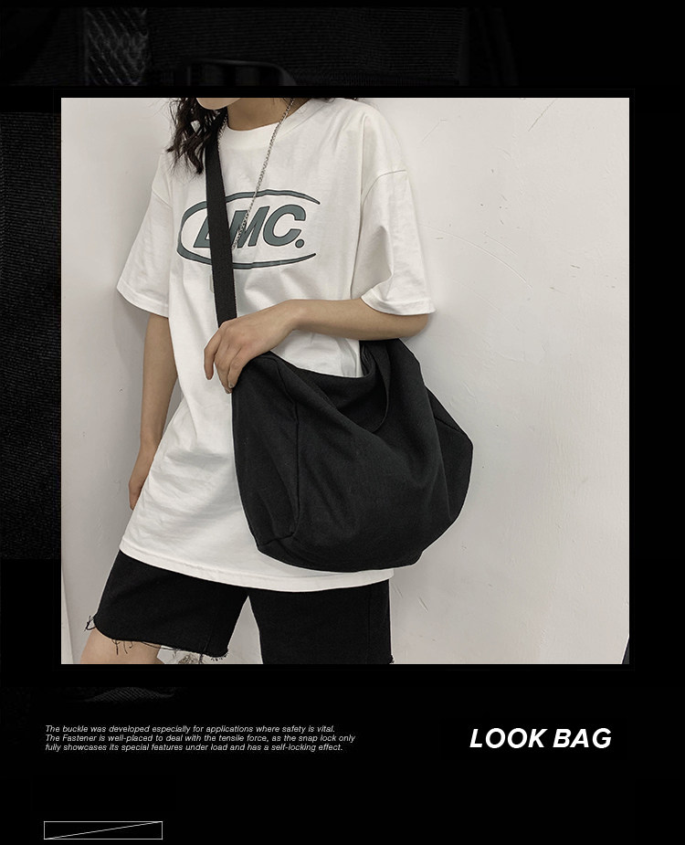 帆布大容量单肩包男女学生上课包休闲日系背包ins潮流手提斜挎包