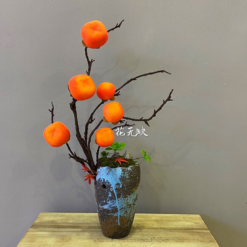 Emulated persimmon fruit branches Fake Flower Arrangements Living-room Furnishing decoration flowers Dry flowers Things Ruyi Tomatoes Bonsai